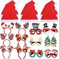 thumbnail image 1 of 18 Piezas Decoraciones de Disfraces de Fiesta de Navidad Gafas de Fiesta de Brillo de Navidad Sombreros de Papá Noel No Tejidos Campanas de Navidad, 11 Feliz Sencillez, 1 of 5