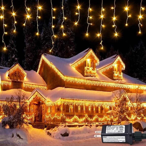 33FT Curtain Icicle Lights Wedding Party LED Fairy Christmas Outdoor Waterproof