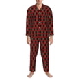 thumbnail image 3 of Fotbe Argyle Plaid Pattern Long Sleeve Pajama Set for Men,Sleepwear Set,2-piece Loungewear Set,Soft PJs Comfy Nightwear with Pockets-Large, 3 of 7