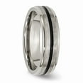thumbnail image 4 of Grey Titanium Ring Band Wedding Black Enamel 6mm Satin and Polished, 4 of 6
