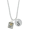 thumbnail image 1 of Delight Jewelry Two-tone Shadow Box ''Peace'' with Peace Sign Silvertone Script Initial Disc - S - Charm Necklace, 20"+3", 1 of 4