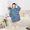thumbnail image 6 of FORMRS Wearable Blanket Hoodie with Sleeves for Kids Cozy Flannel Sweatshirt, Blue Cartoon Galaxy, 6 of 7