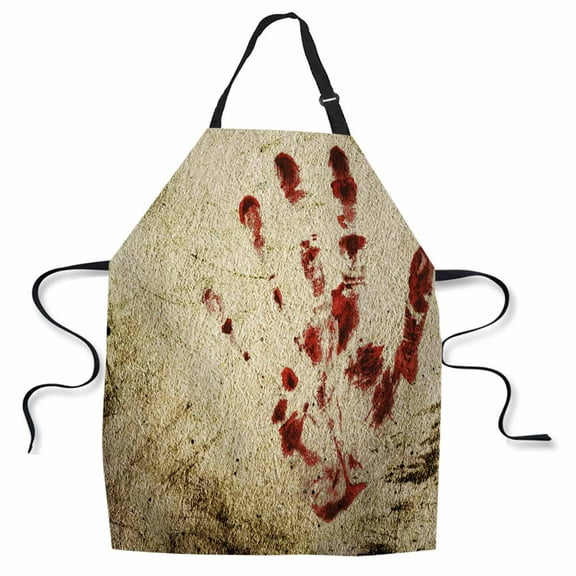 Yehwow Bloody Hand Bib Apron For Kitchen BBQ Gardening With Adjustable Neck Strap 27x31 Inch