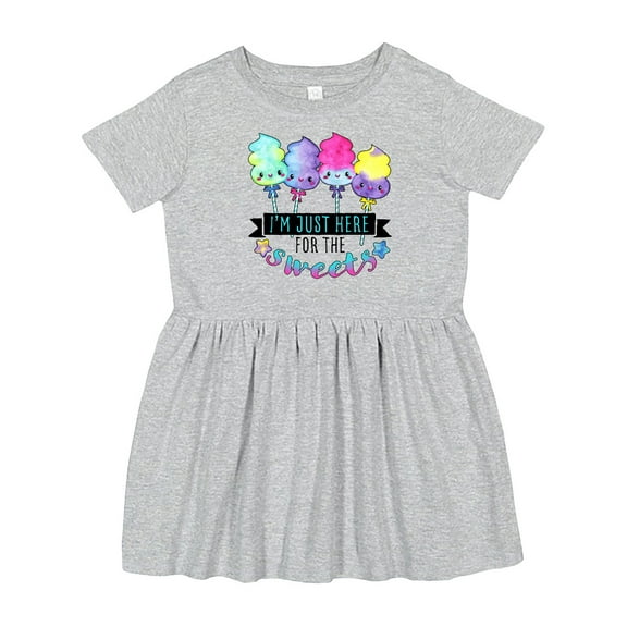 Inktastic I'm Just Here for the Sweets with Spun Sugar Candy Girls Toddler Dress