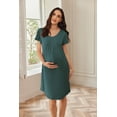 thumbnail image 3 of Ekouaer Nursing Nightown Labor and Delivery Gown for Hospital Pleated Breastfeeding Dress for Women Short Sleeve Maternity Sleepwear Army Green, 3 of 7