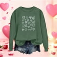 thumbnail image 1 of Mceream Valentines Chandails en Molleton pour Femmes Mode Imprimé Cœur Graphique Manches Longues Chemises Col Rond Surdimensionné Chandail Tops Grande Taille Vert Armée m, 1 of 5