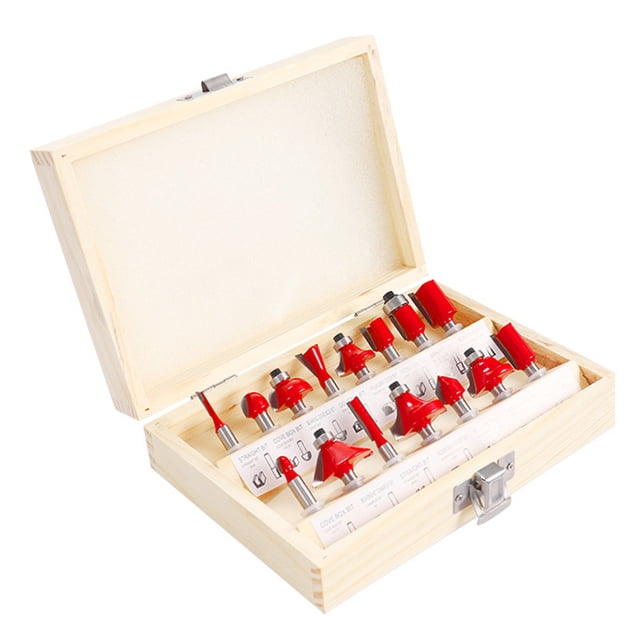 Amdohai 15pcs Milling Cutter Router Bit Set Carbide Shank Mill Woodworking Trimming Engraving Carving Cutting Tool