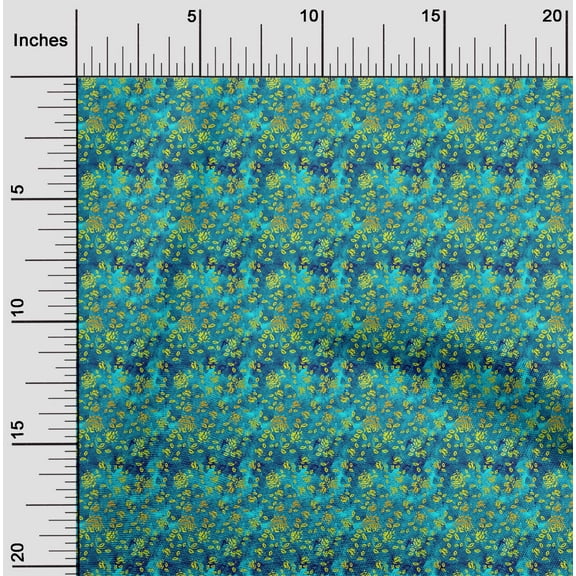 oneOone Polyester Lycra Teal Green Fabric Batik Craft Projects Decor Fabric Printed By The Yard 56 Inch Wide - G1