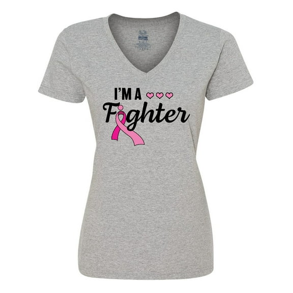 Inktastic Breast Cancer Awareness I'm a Fighter Women's V-Neck T-Shirt