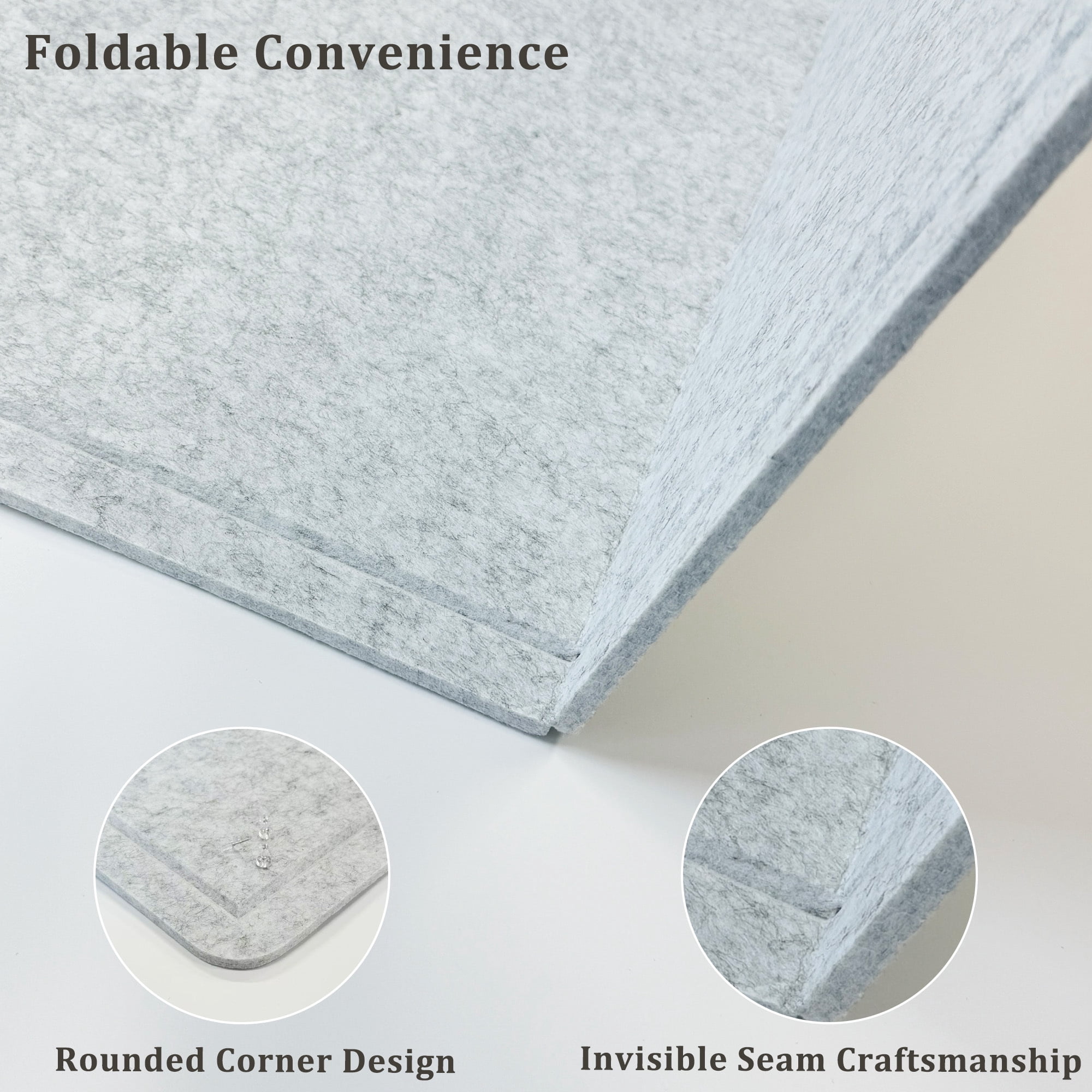 Easy4Home Large Felt Bulletin Board 36"x24" Foldable Frameless Picture Board, Soft Felt Cork Board Pin Board, Light Gray