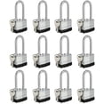 thumbnail image 1 of Queilt Keyed Alike Padlocks, Nickel Plated Padlocks Keyed Alike Set of 12, Key Lock with 1-9/16"(40mm) Wide Body 2-inch Long Shackle for Storage Unit, Sheds, Garages and Fence, 1 of 5