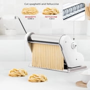 Classic 260 Pasta Maker Machine, 26 Cm Wide Rollers, 9 Thickness Positions, 2 Cutting Positions, Stainless Steel. Includes Reinforced Hand Crank And Two Clamps (White)