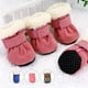 thumbnail image 2 of Zapatos para perros, 4 unidades, impermeables, botas de invierno para perros, calcetines antideslizantes para cachorros y gatos, botines para la lluvia y la nieve para perros pequeños Chihuahua (rosa), 2 of 5