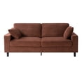 thumbnail image 3 of DEALTOPS 82" Corduroy Loveseat Sofa, 2-Seater Upholstered Couch with Sturdy Iron & Wood Frame, Chocolate Brown, 3 of 7