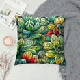 thumbnail image 2 of COMIO Succulent Throw Pillow Covers Abstract Floral Plants Glass Aesthetic Art Bohemian Cottagecore Green Orange Blue Decor Comfortable Soft Bedroom Indoor Room Office Square Pillow Covers White, 2 of 5