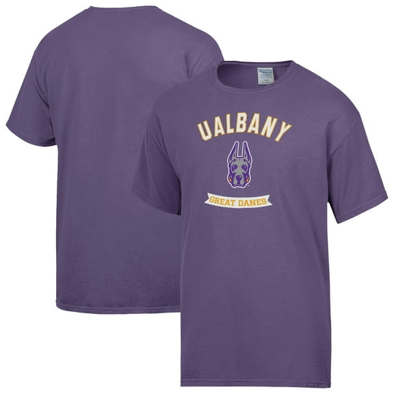 Men's ComfortWash Purple UAlbany Great Danes Banner T-Shirt