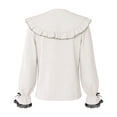thumbnail image 4 of Rhuody Spring Tops For Womens Long Sleeve Blouse With Bow Detail And Ruffle Trim Crewneck Tee Versatile Wear White S, 4 of 4
