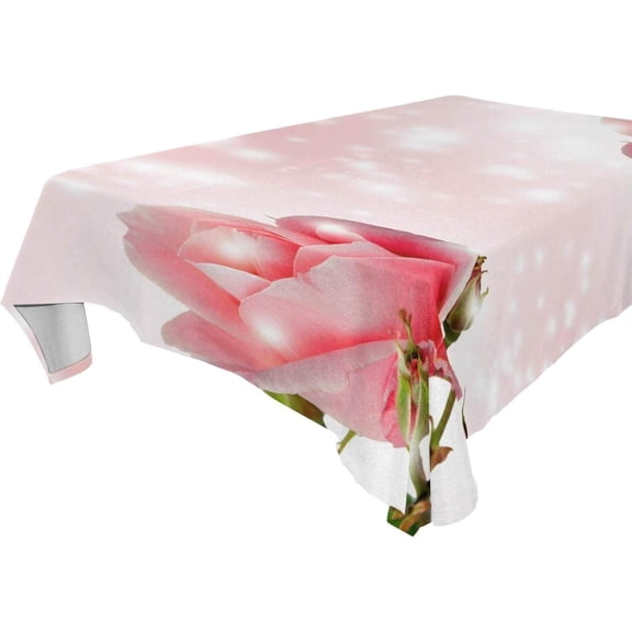 SKYSONIC 60"x120" Square Tablecloth with Flower Background-1 Prints, Anti-Wrinkle and Smooth Table Cloth for Kitchen/Home Party Decoration