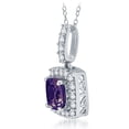 thumbnail image 2 of Arista Created Amethyst and White Sapphire Women's Halo Pendant in Sterling Silver, 18", 2 of 2