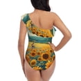 thumbnail image 5 of Honeii Field Style Bicycle Young Sunflower for women's one-piece swimsuit featuring a chic one-shoulder design experience elegance and style in the water-X-Large, 5 of 6