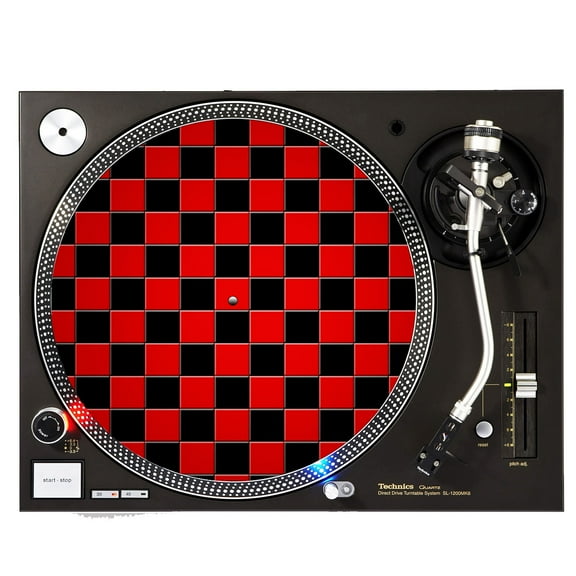 KuzmarK™ 12" DJ Turntable Slipmat - Black Red Checkerboard