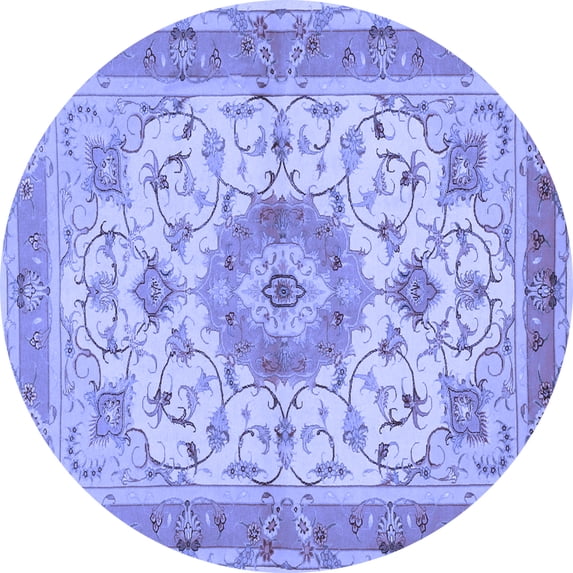 Ahgly Company Machine Washable Indoor Round Persian Blue Traditional Area Rugs, 3' Round