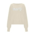 thumbnail image 5 of asdoklhq Christmas Womens Christmas Tops Women's Casual Christmas Crew Neck Long Sleeve Pullover Sweater Beige M, 5 of 7