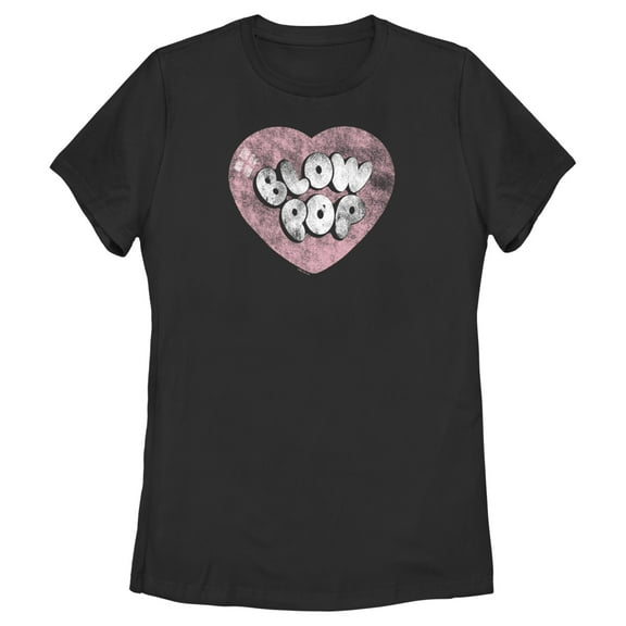 Women's Blow Pop Vintage Heart Graphic Tee Black X Large
