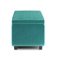 thumbnail image 3 of Hamilton 48" W Traditional Rectangle Storage Ottoman in Aqua Blue Velvet Fabric, 3 of 8