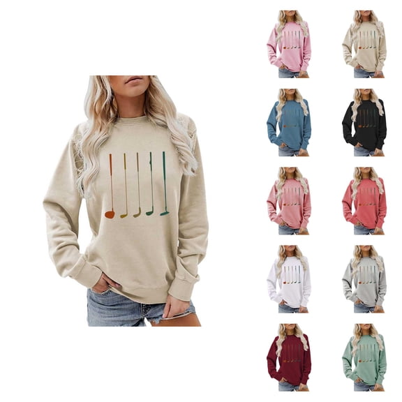 Golf Clubs Graphic Sweatshirts for Women Long Sleeve Crewneck Sweatshirt for Golf Lovers Pullover Tops