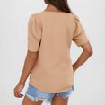 thumbnail image 4 of Summer Tops for Women Casual Solid Color Short Sleeve Fold V Neck Ladies Fashion Loose Top Blouse, 4 of 7