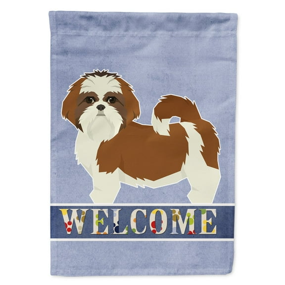 Carolines Treasures CK3622CHF Shih Tzu Welcome Flag Canvas House Size  Large multicolor
