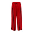 thumbnail image 4 of Textilo Wide Leg Sweatpants Women Lightweight Drawstring Contrast Color Casual Pants Elastic Waisted Trendy Pants Workout Y2k with Pockets Red S, 4 of 7