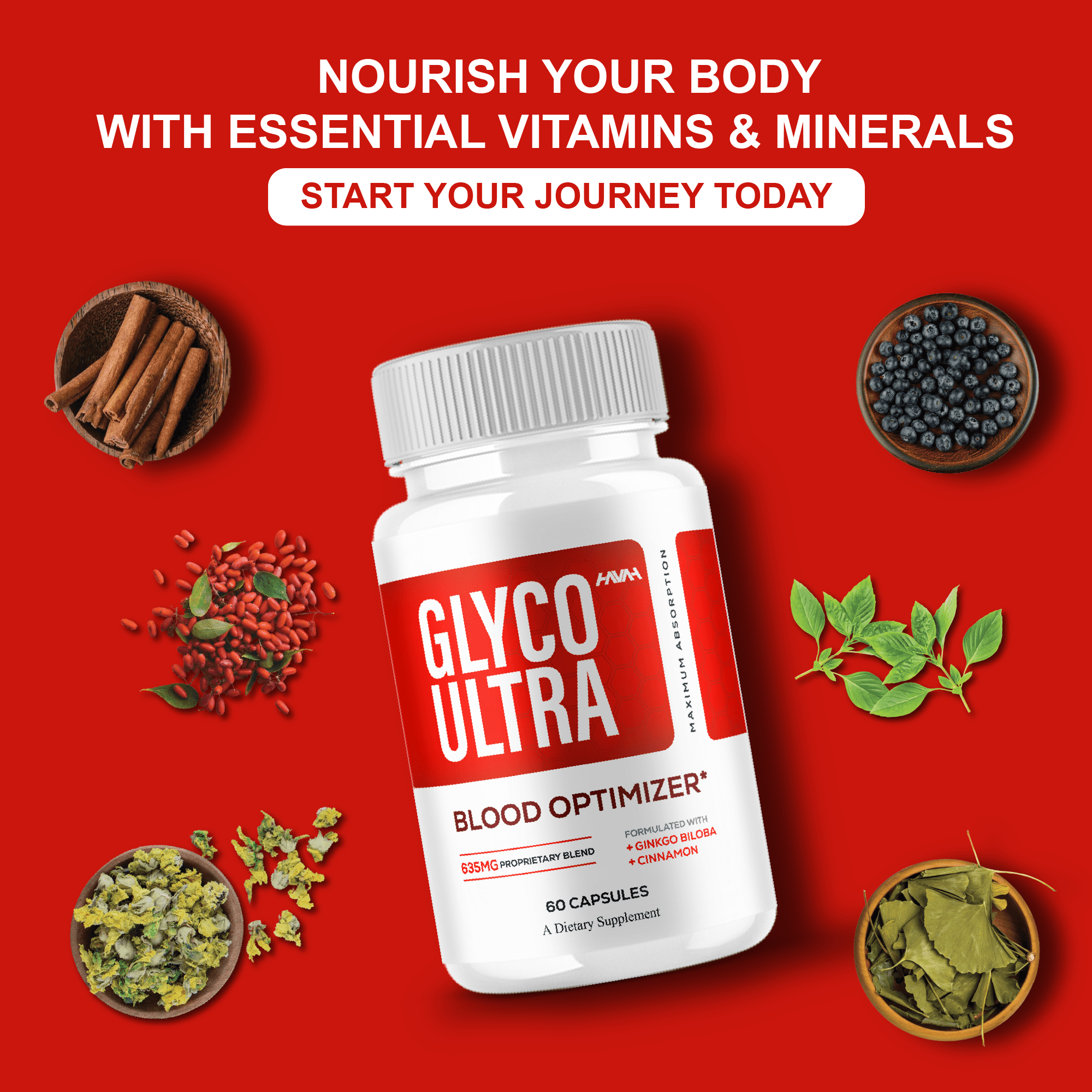 (2 Pack) Glyco Ultra Blood Optimizer Capsules, GlycoUltra Advanced Formula Support Supplement (120 Capsules)