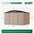 thumbnail image 6 of Clouddwell 10 x 8 FT Shed Outdoor Storage Shed with Double Hinged Large Door, Large Metal Shed with Lockable Door & Sloped Roof for Garden, Patio and Backyard, Brown, 6 of 7