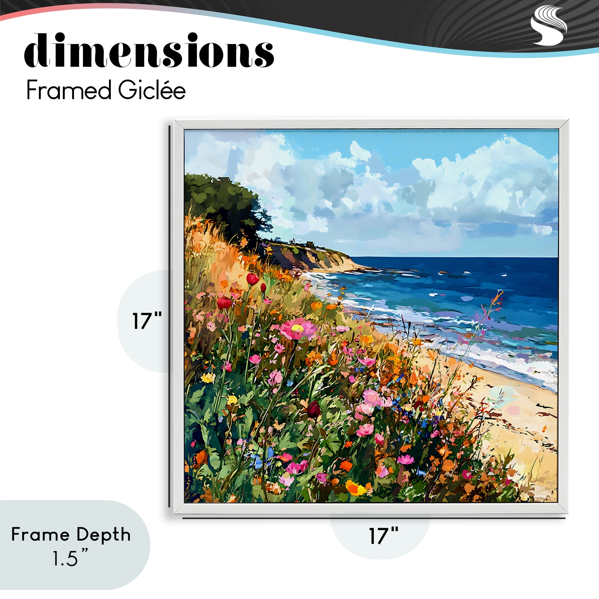 Stupell Industries Enchanted Oceanside Meadow White Framed Giclee Art, design by Creative Studio