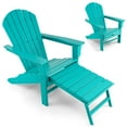 thumbnail image 2 of Gymax Patio Adirondack Chair HDPE Outdoor Lounge Chair w/ Retractable Ottoman Turquoise, 2 of 7