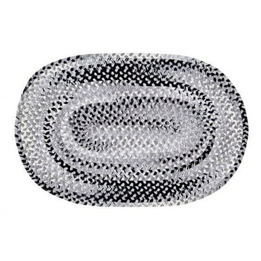 Ombre Chenille Collection 100% Cotton 27' x 45' Oval Braided Rug in Black