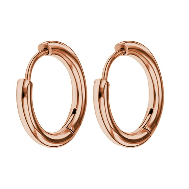 Qarigey Pendientes de aro de plata pequeños Diseño único Galvanoplastia Tecnología Aros de durabilidad Anillos Accesorios de joyería oro rosa 2.5 * Type3 NO3 Qarigey AP008920-25B