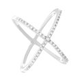 thumbnail image 2 of Beaux Bijoux Sterling Silver CZ "X" Criss Cross Long Ring, 2 of 5