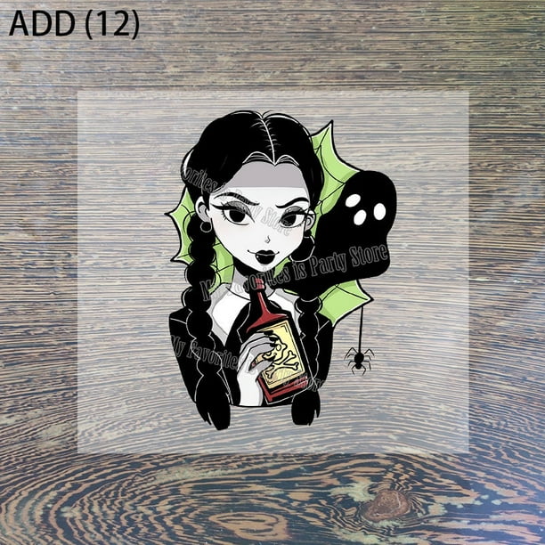 Miércoles Addams Transferencia De Calor Pegatinas Ropa DIY Decoración Popular Serie De TV Parches De Hierro Regalos De Cumpleaños Gao Jiahui unisex