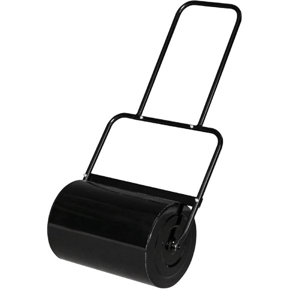 19.5in Lawn Roller Iron Cylindrical Garden Black