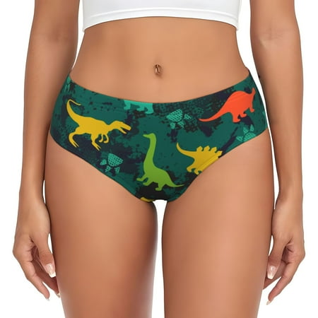 Sikiie Colorful Dinosaurs Women s High Waisted Cotton Underwear Soft Breathable Panties Stretch Briefs Seamless Ladies Panties-3X-Large