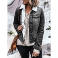 thumbnail image 2 of Gvmfive Women Button Down Fleece Lined Denim Jacket Coat with Pockets, 2 of 4