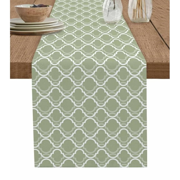 Sage Green Morocco Table Runner For Kitchen Table Cover Home Decor Tablecloth 4/6 Pcs Placemats