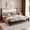 Black, variant on Noble House Lorven King Size Platform Bed with Scalloped Upholstered Headboard, Pine Wood Frame, Beige & Espesso