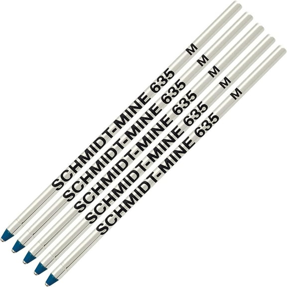 Schmidt 635 D1 Mine Ballpoint Refill - Blue Ink (Medium Tip 0.7mm) - Pack of 5