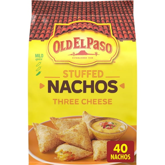 Old El Paso Stuffed Nachos, Three Cheese, Frozen Snacks, 40 Ct, 17 oz