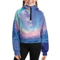 thumbnail image 5 of Uourmeti Galaxy Snowflake Print Zipper Sweatshirt for Girl with Pocket Quarter Zip Up Sweatshirts Trendy Comfy Casual Top for Daily Use Travel Size 5-6, 5 of 7