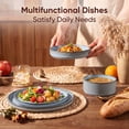 thumbnail image 2 of Onader 8-Piece Stoneware Dinnerware Set, Striped Reactive Glaze Plates and Bowls Sets for Restaurant, Gray Blue, 2 of 9